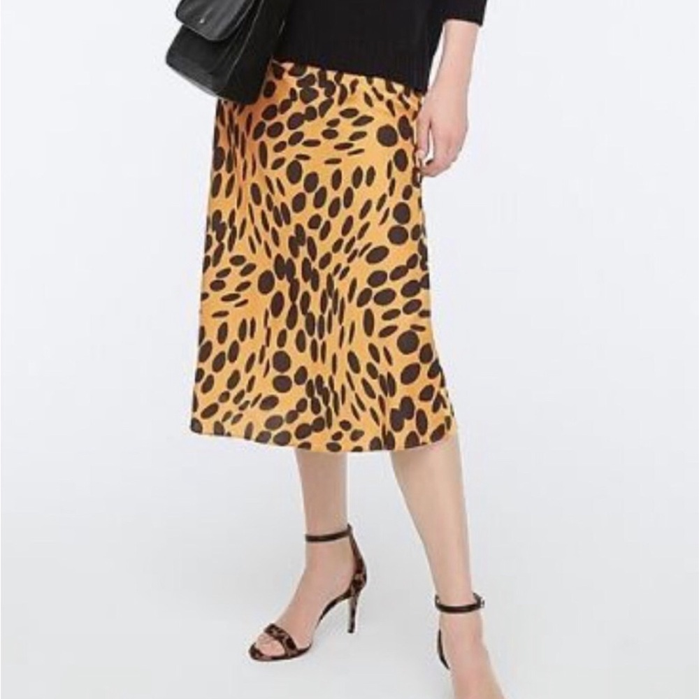 J. Crew‎ Leopard Dot Satin Slip Skirt Women’s XS Black Bronze Eclectic Dopamine